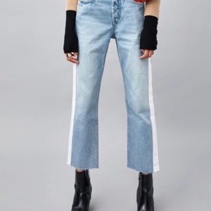 Zara- Light-Wash Jeans w/ White Stripe